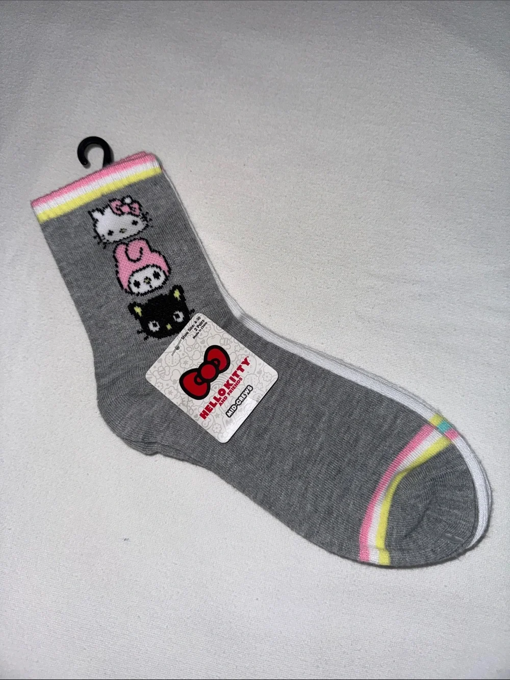 Sanrio Hello Kitty And Friends Mid-Crews socks 2 Pair Shoe Size 4-10 NEW